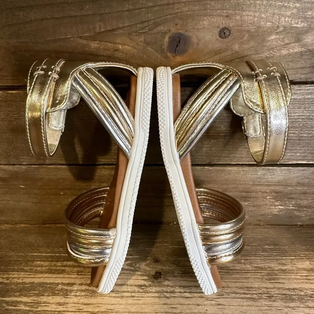 New Little Kids Mini Mia Lil Crisanta Metallic Leather Ankle Strap Sandals 8 C‎